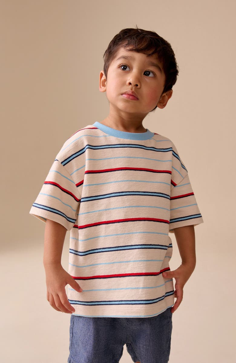 NEXT Kids' Oversize Stripe Cotton Ringer T-Shirt, Alternate, color, Ivory Multi