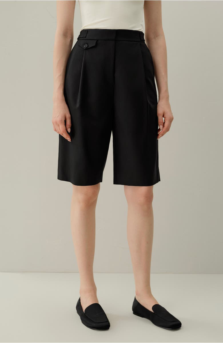 Lilysilk Wool-Silk Bermuda, Alternate, color, Black