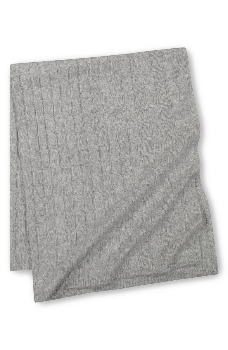 Sofia Cashmere Cable Knit Cashmere Baby Blanket, Main, color, Grey