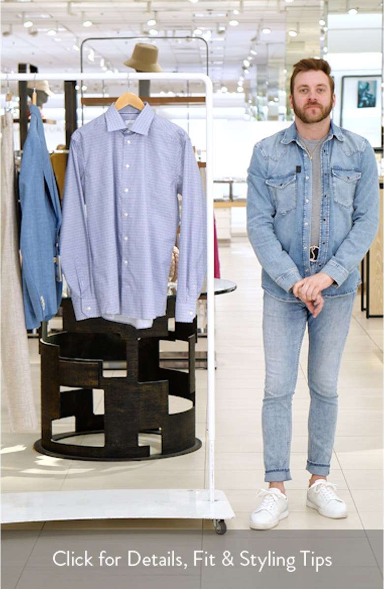 Slim Fit Geometric Print Cotton Dress Shirt, sales video thumbnail