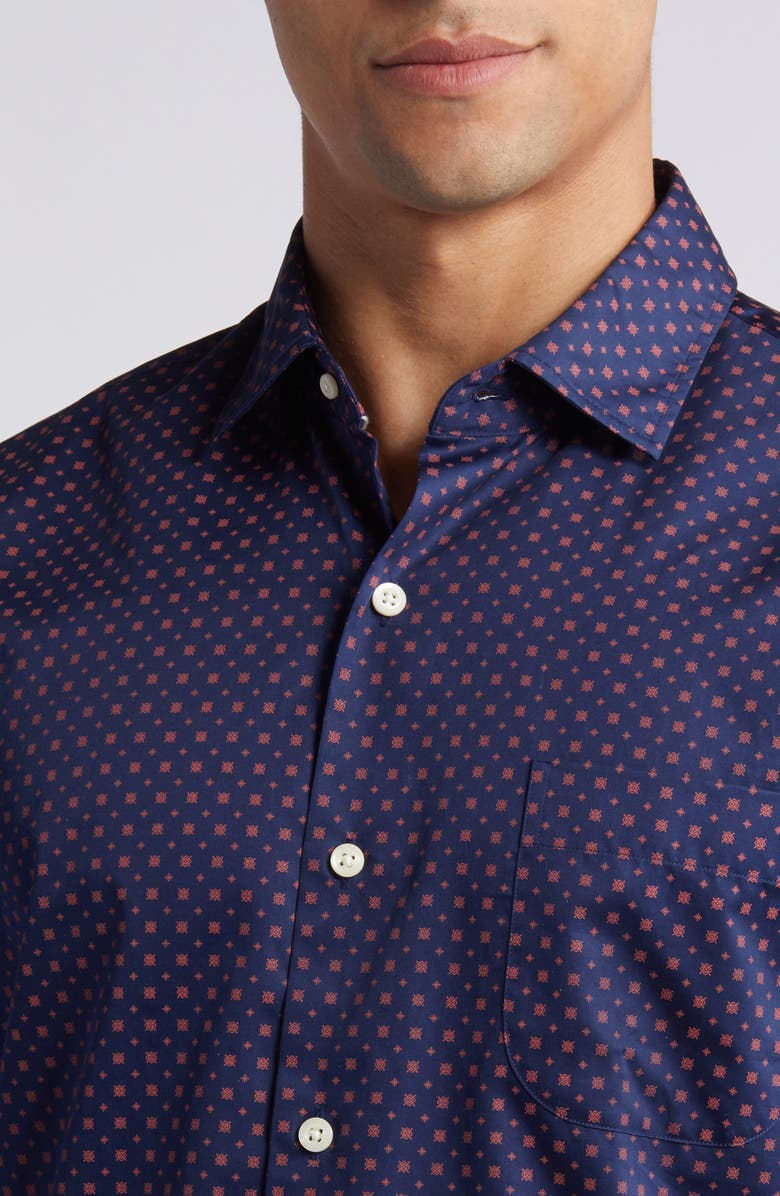 Peter Millar Palmico Neat Short Sleeve Cotton Button-Up Shirt, Alternate, color, Clay Rose