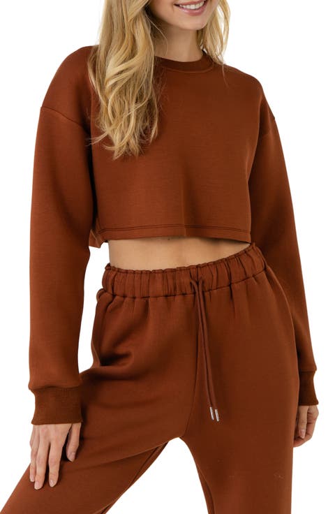 Lounge Wear Crop Crewneck Sweatshirt