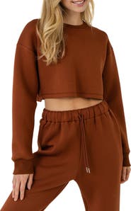 Grey Lab Lounge Wear Crop Crewneck Sweatshirt