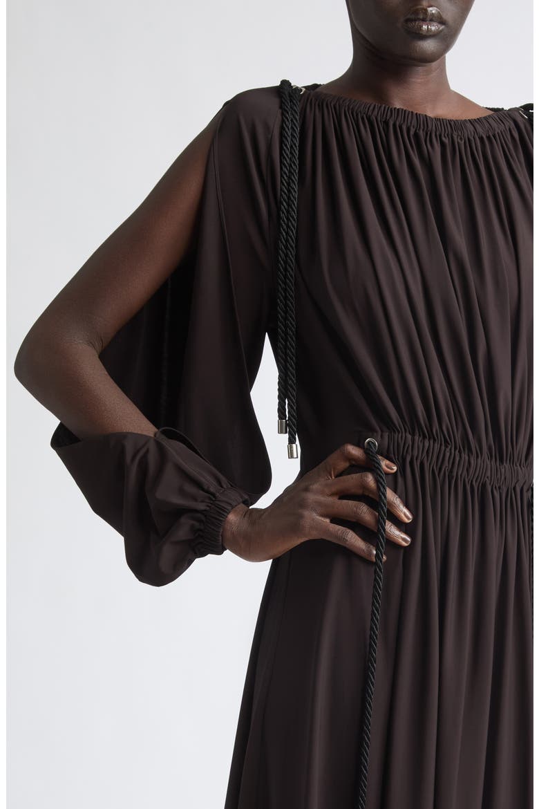 Gathered Rope Detail Midi Dress, Alternate, color, DARK ESPRESSO