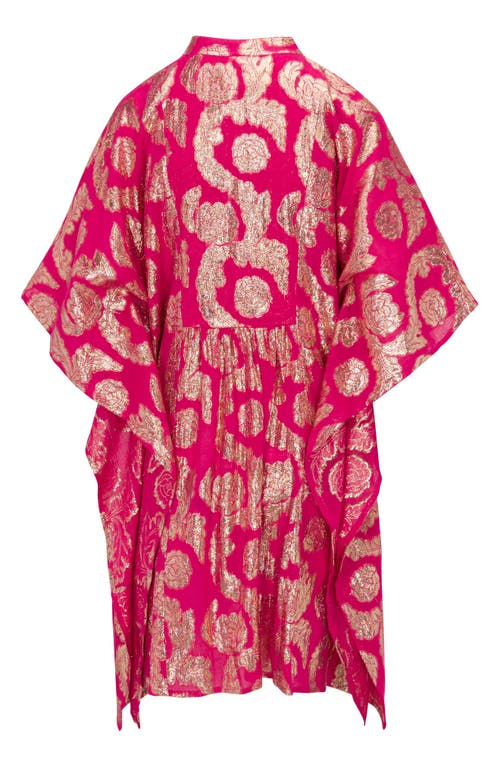 Meghan La Palm Springs Metallic Jacquard Caftan Dress In Pomegranate Gold