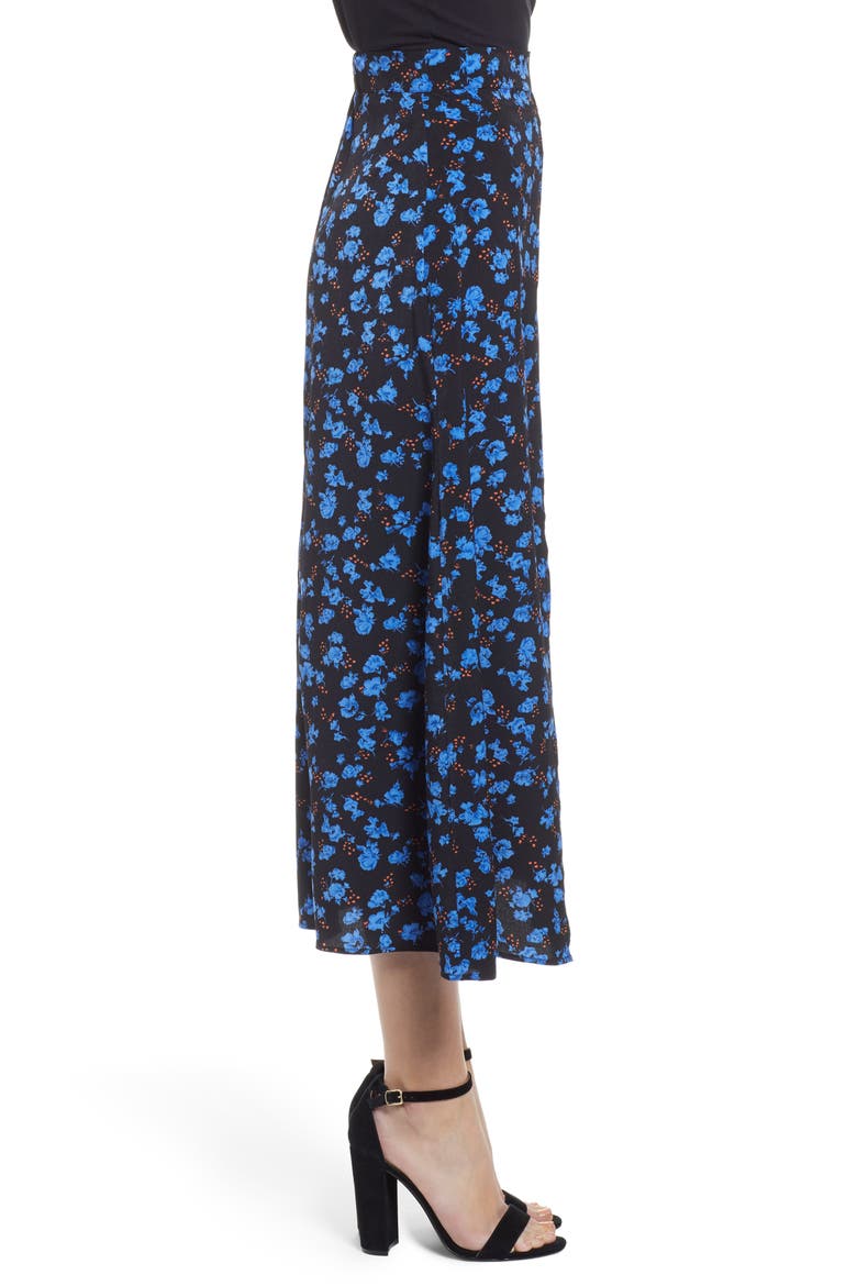 Prima Floral Print Midi Skirt, Alternate, color, BLUE MULTI FLORAL