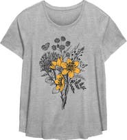 Lost Gods Women's Lost Gods Yellow Flower Sketch Graphic T-Shirt