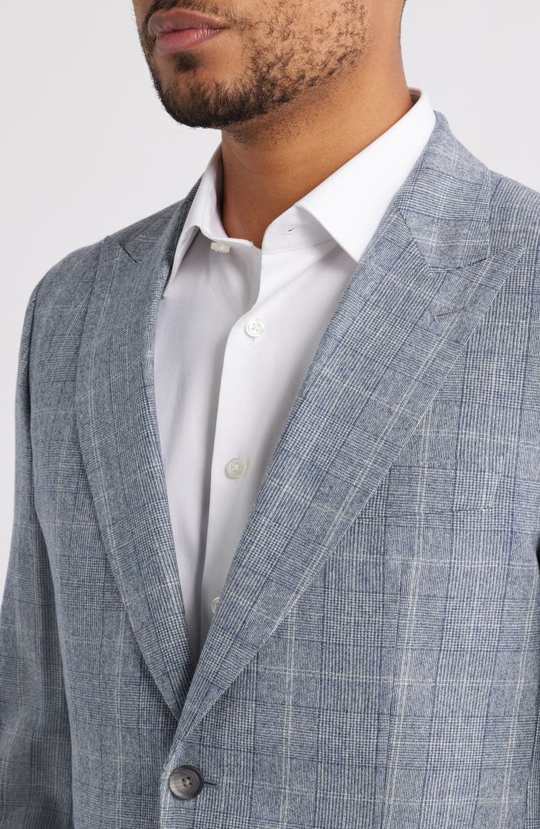 BOSS Huge Slim Fit Grey Glen Check Wool Suit, Alternate, color, Open Blue