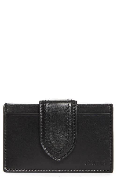 Jacquemus Debossed-logo Polished-finish Cardholder In Black