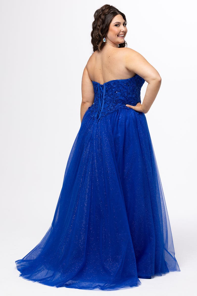 Curvy Sparkle Formal Ball Gown, Alternate, color, Royal