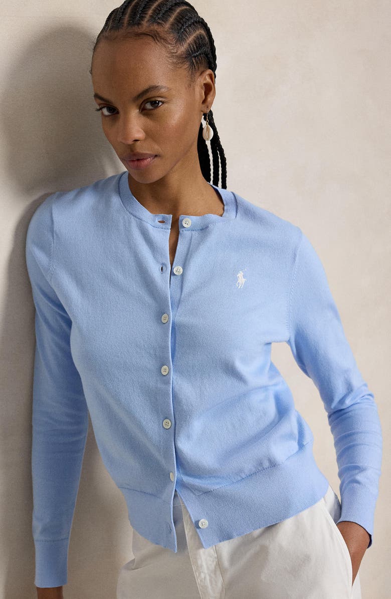 Polo Ralph Lauren Cotton Blend Crewneck Cardigan, Alternate, color, 