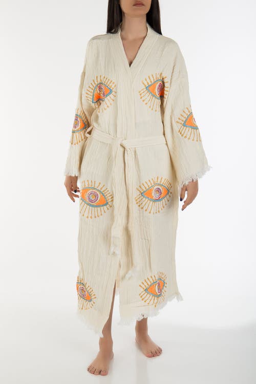 Forever & Always Shoes Aria Evil Eye Handmade Cotton Kimono In White