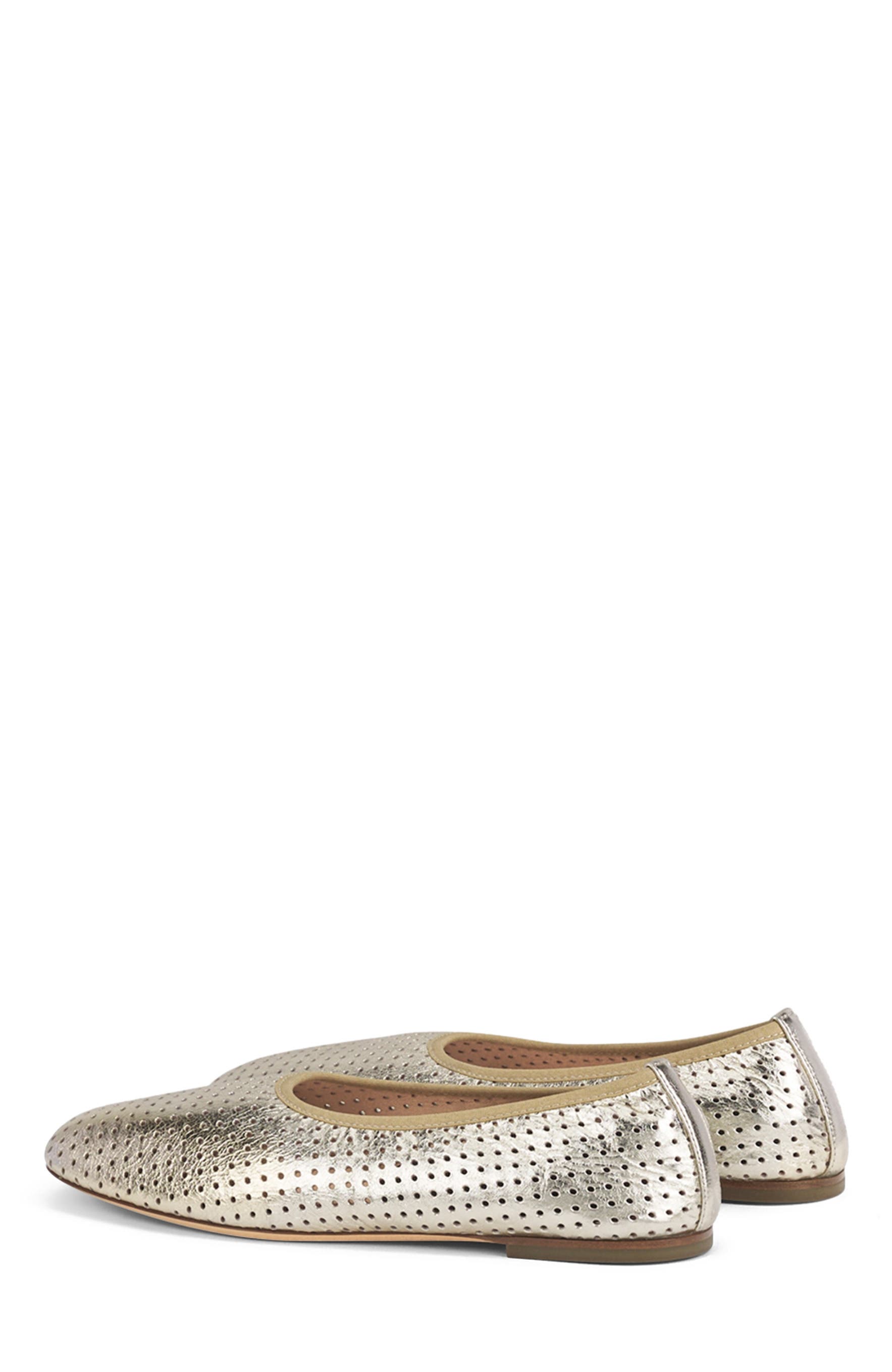AGL Lucy Perforated Ballet Flat, Alternate, color, Platinum Leather