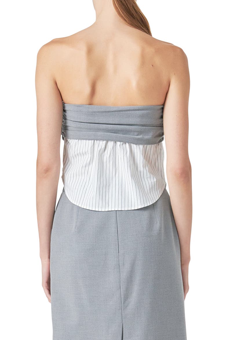 Strapless Mixed Media Top, Alternate, color, GREY/ WHITE