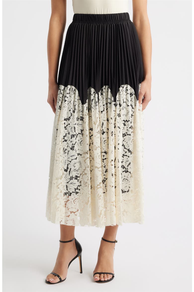 Renly Pleated Lace Skirt, Main, color, IVORY