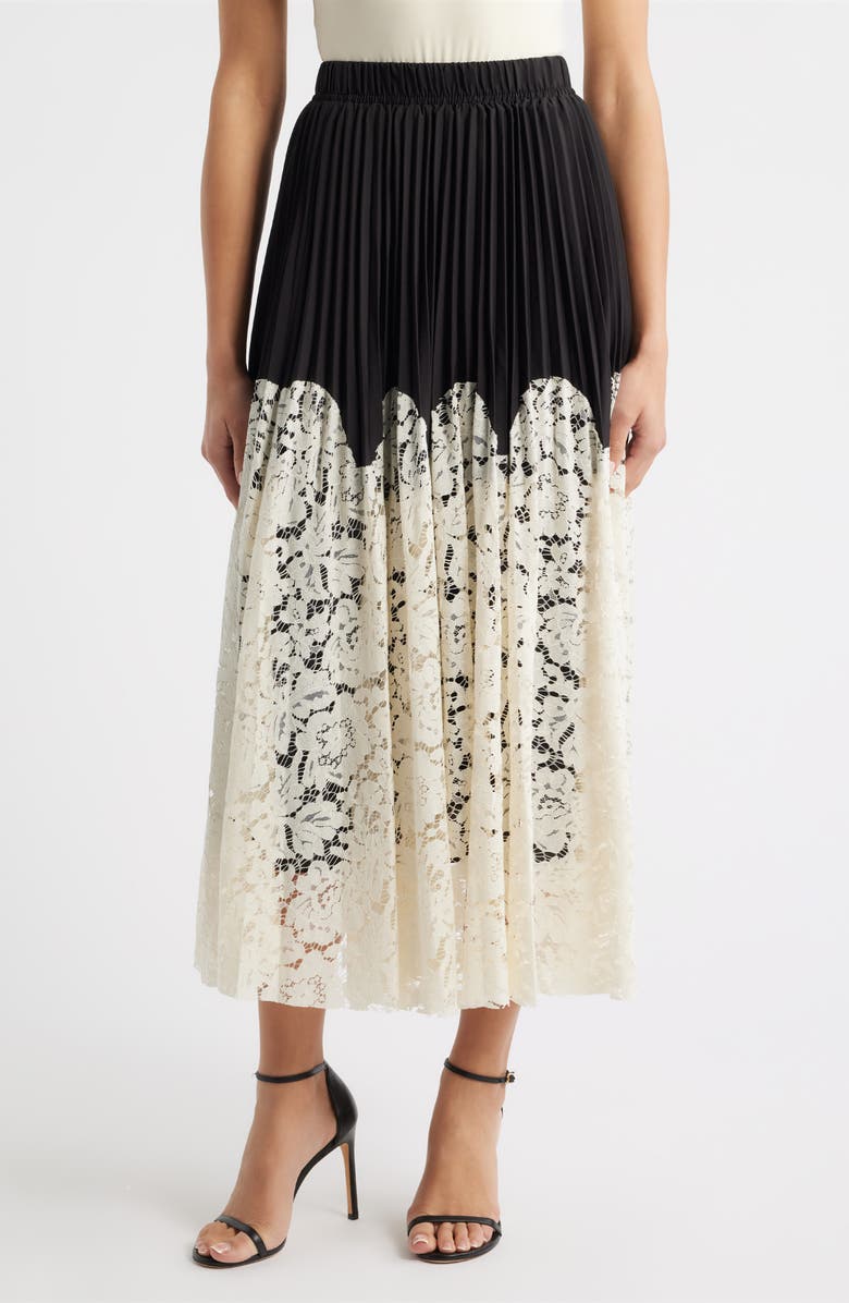 NIKKI LUND Renly Pleated Lace Skirt, Main, color, Ivory