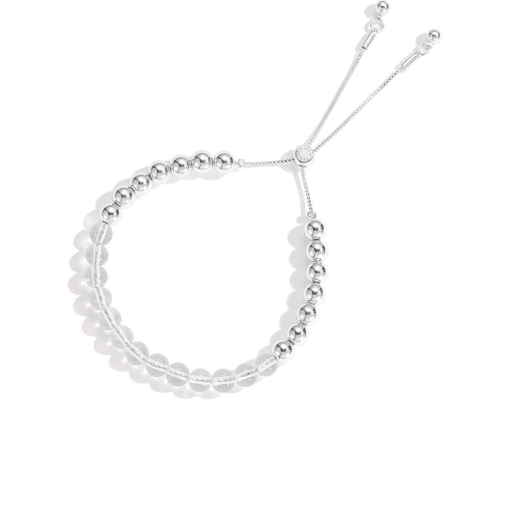 Classicharms Frostlily Clear Crystal And Bead Bolo Bracelet In Metallic