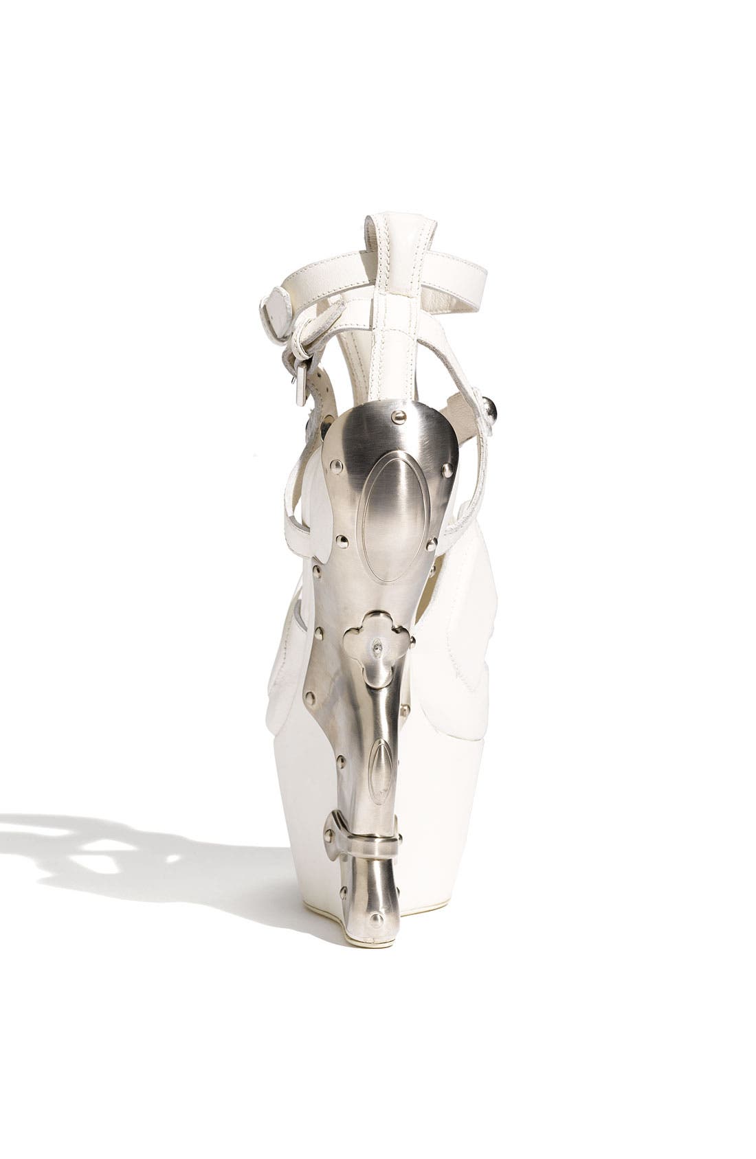 Alexander McQueen Metal Wedge Sandal, Alternate, color, IVORY