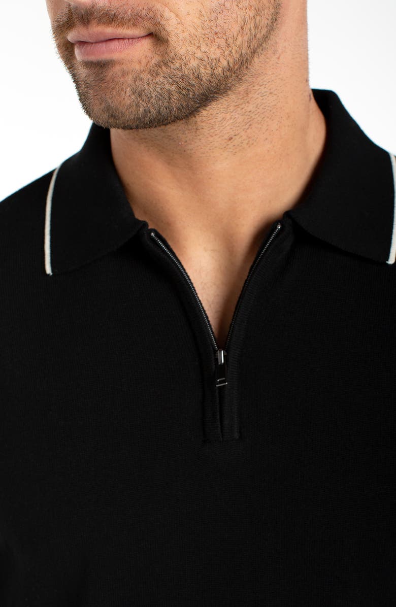 Liverpool Los Angeles Tipped Zip Polo, Alternate, color, Black