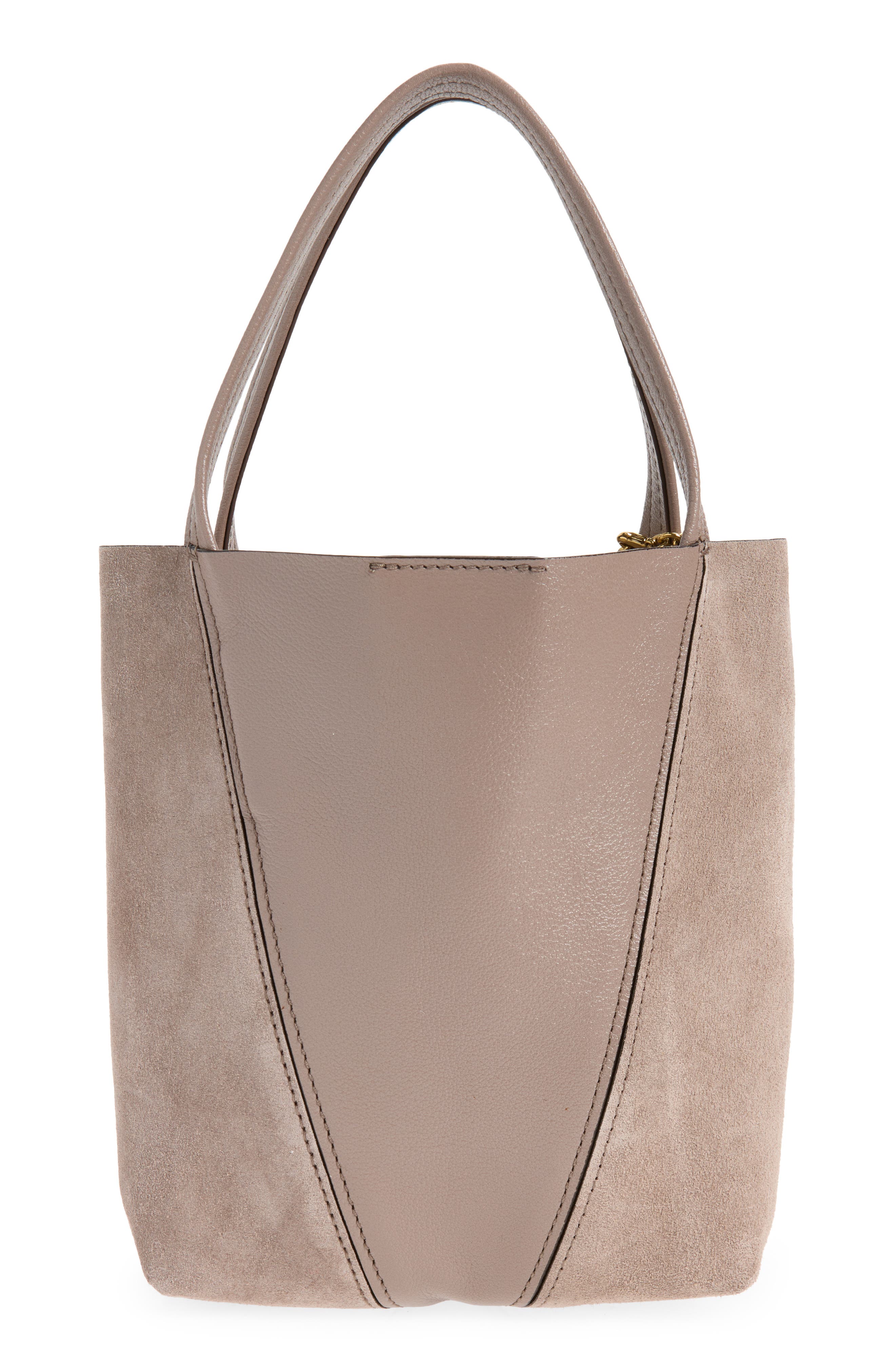 Small Chloé Spin Leather & Suede Tote (Nordstrom Exclusive), Alternate, color, TWILIGHT PURPLE