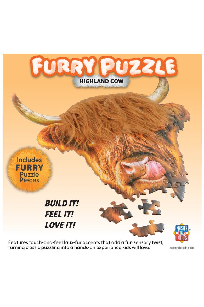Furry Puzzle - Highland Cow 48 Piece Jigsaw Puzzle, Alternate, color, Multicolor