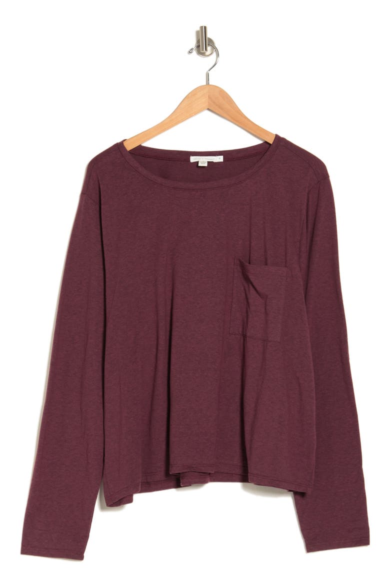 Long Sleeve Patch Pocket T-Shirt, Alternate, color, MAROON RUST