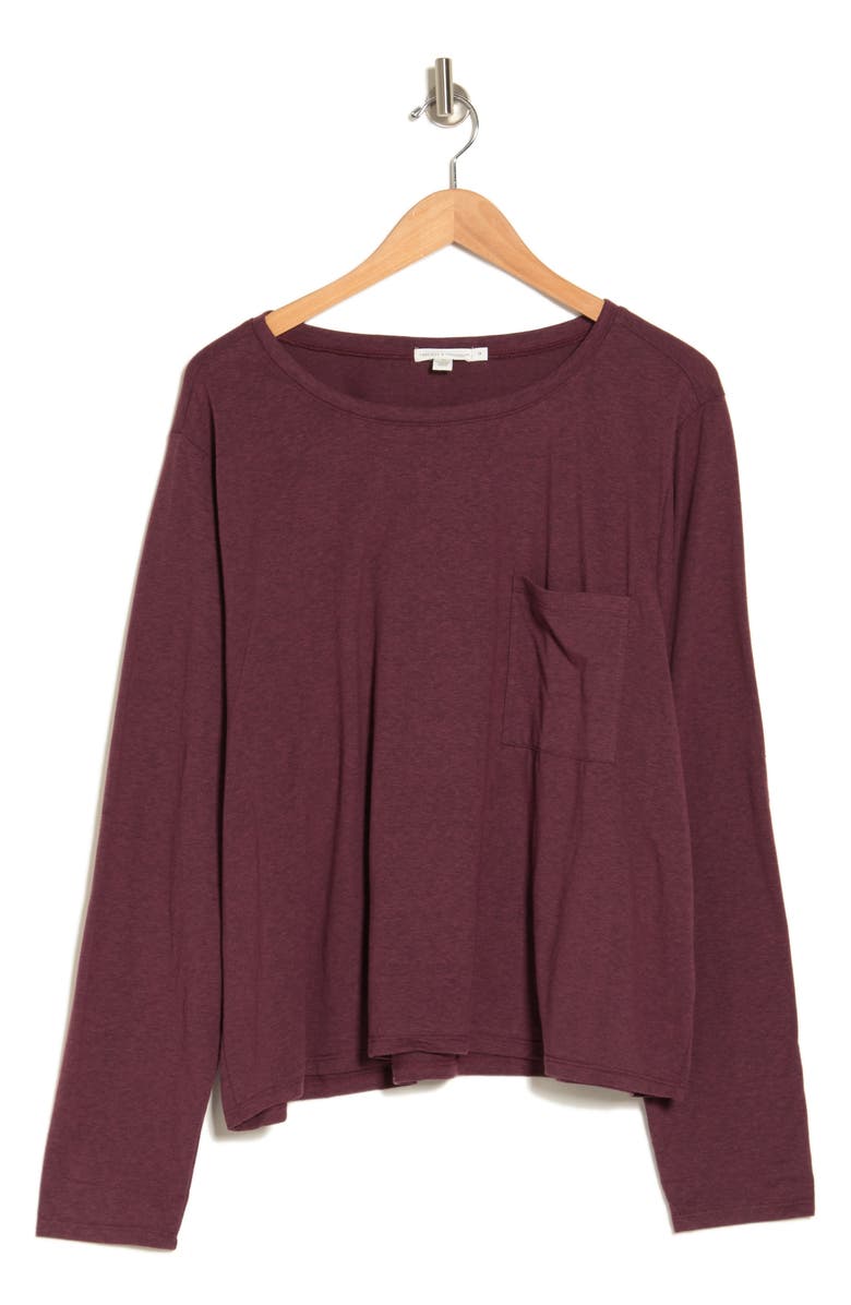 Threads 4 Thought Long Sleeve Patch Pocket T-Shirt, Alternate, color, Maroon Rust