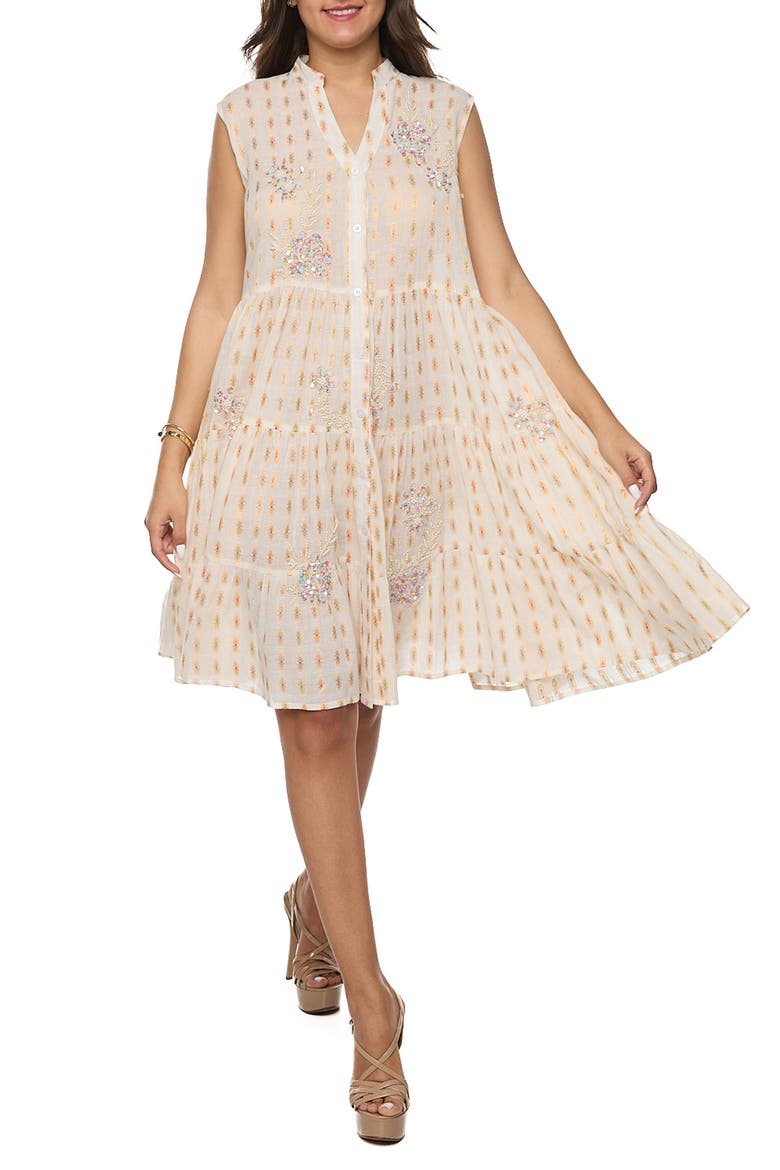 Tiered Sleeveless Shirtdress, Main, color, IVORY