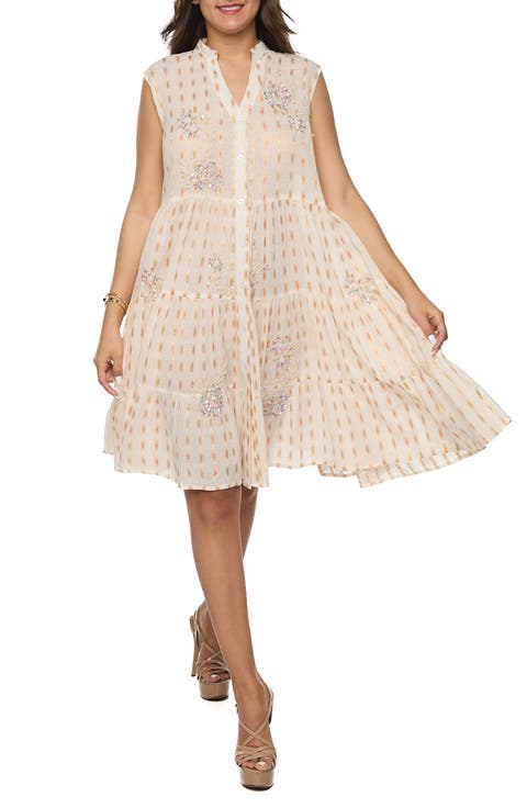 Tiered Sleeveless Shirtdress