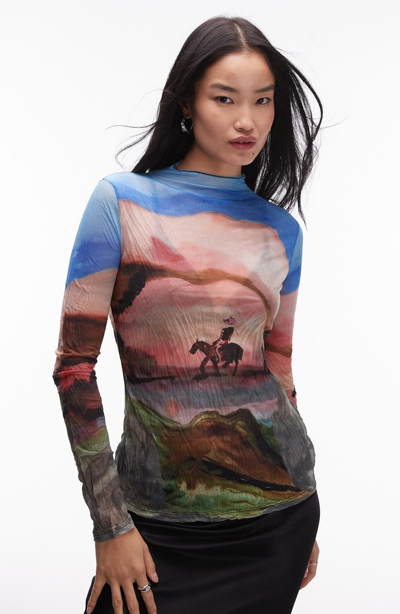 Cowboy Semisheer Long Sleeve Top