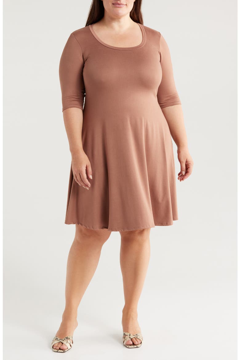 Scoop Neck Jersey Dress, Main, color, MOCHA
