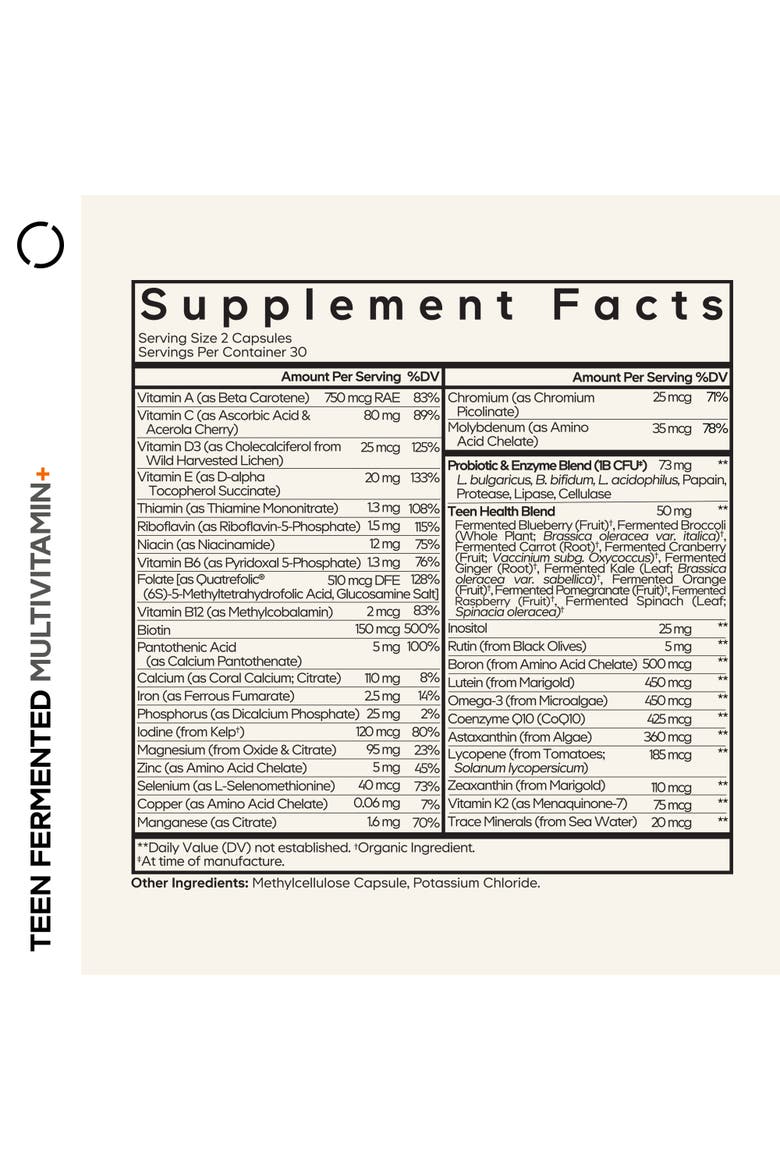 Daily Teen Multivitamins + Minerals & Probiotics Supplement, Alternate, color, White