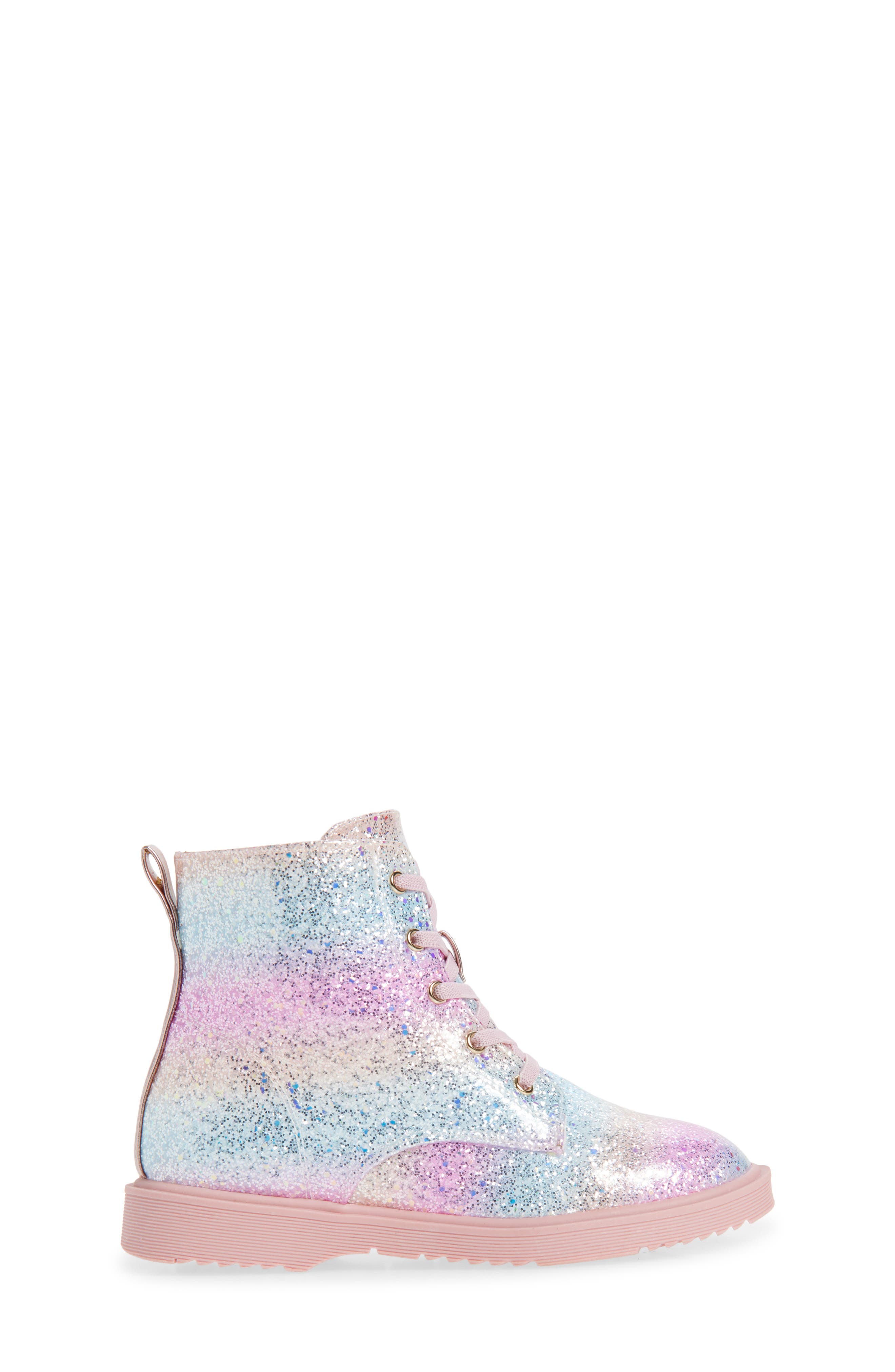 Harper Canyon Kids' Farrah Combat Boot, Alternate, color, Rainbow Glitter