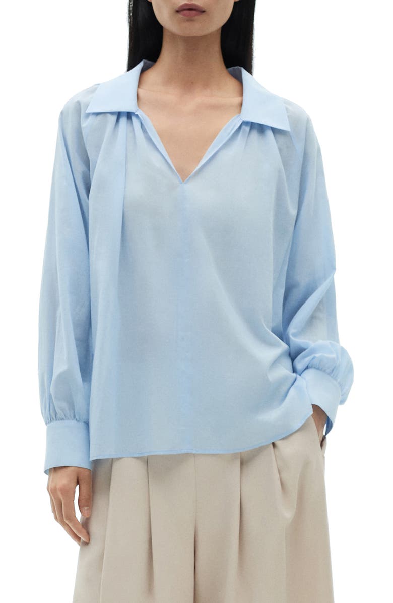 MANGO Puff Sleeve Cotton Top, Main, color, 