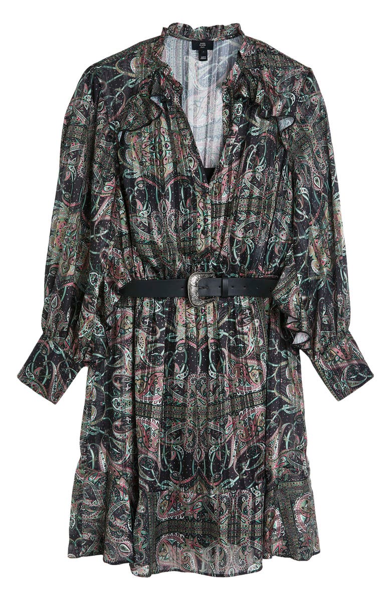 River Island Belted Paisley Print Long Sleeve Chiffon Dress, Alternate, color, 