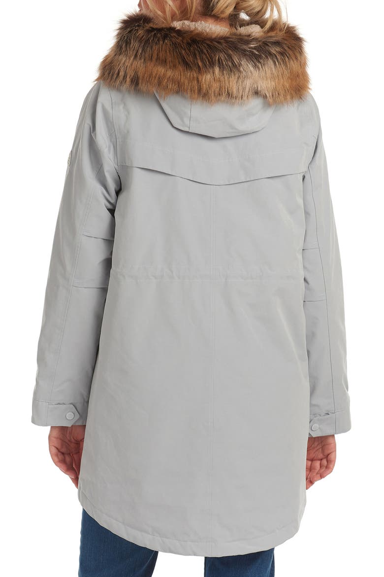 Swanage Waterproof Hooded Raincoat with Faux Fur Trim, Alternate, color, GRAY DAWN/ NATURAL