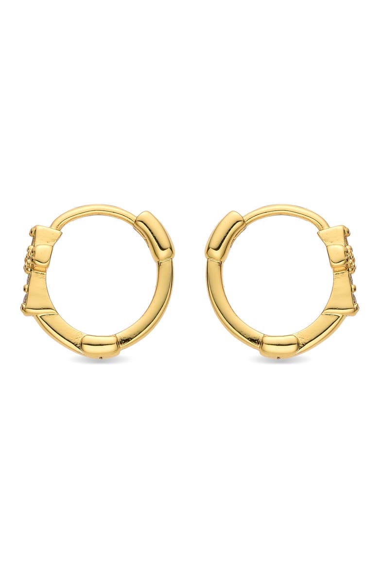 Louane CZ Cross Hoop Earrings, Alternate, color, GOLD