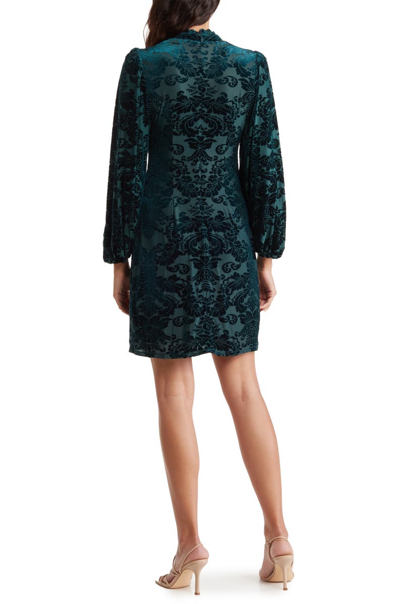 Vince Camuto Velvet Burnout Long Sleeve Dress, Alternate, color, 