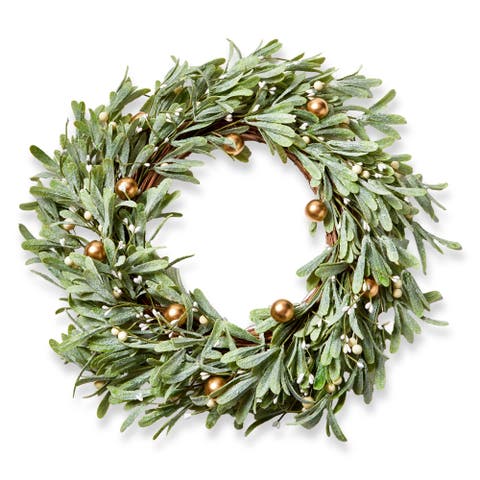 Artificial Mistletoe Wreath Green Plastic Christmas Decor