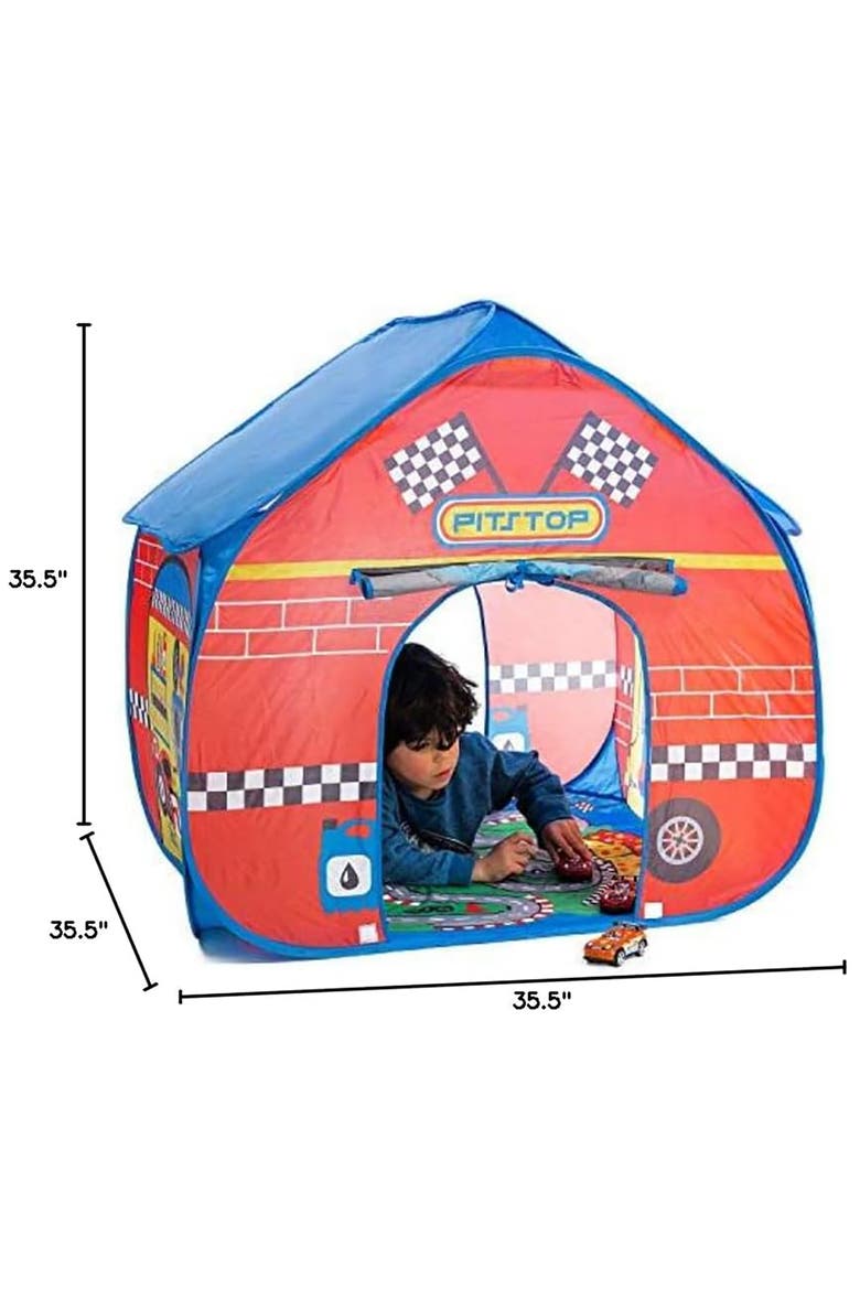 Pop It Up Pit Stop Tent With Race Mat Playhouse, Red, Alternate, color, Multicolored