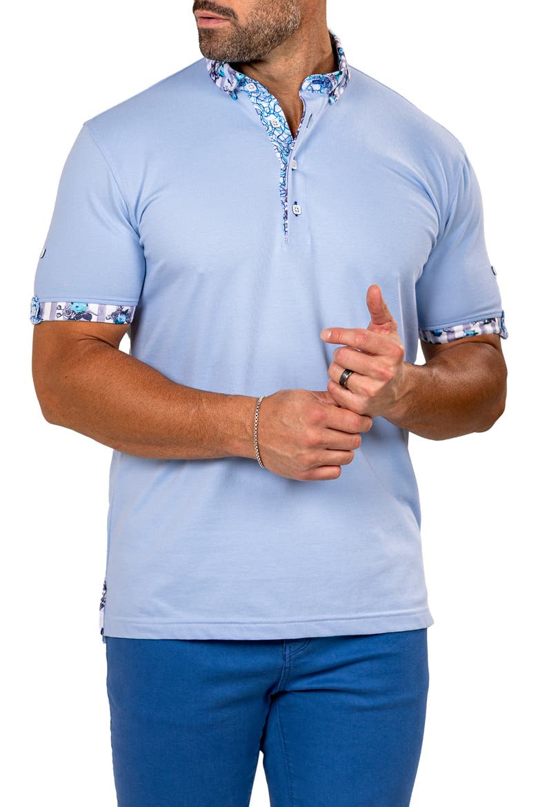 Newton Marthyr0026 Blue Button-Down Piqué Polo, Alternate, color, BLUE