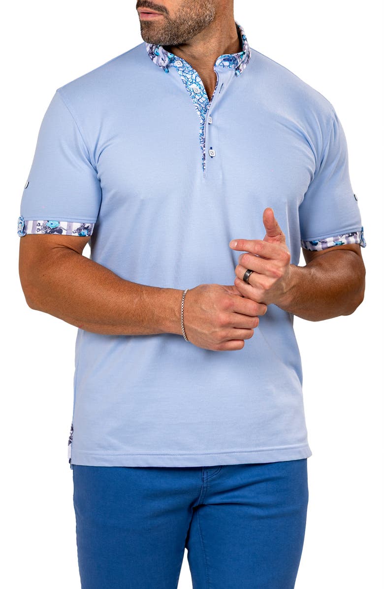 Maceoo Newton Marthyr0026 Blue Button-Down Piqué Polo, Alternate, color, Blue