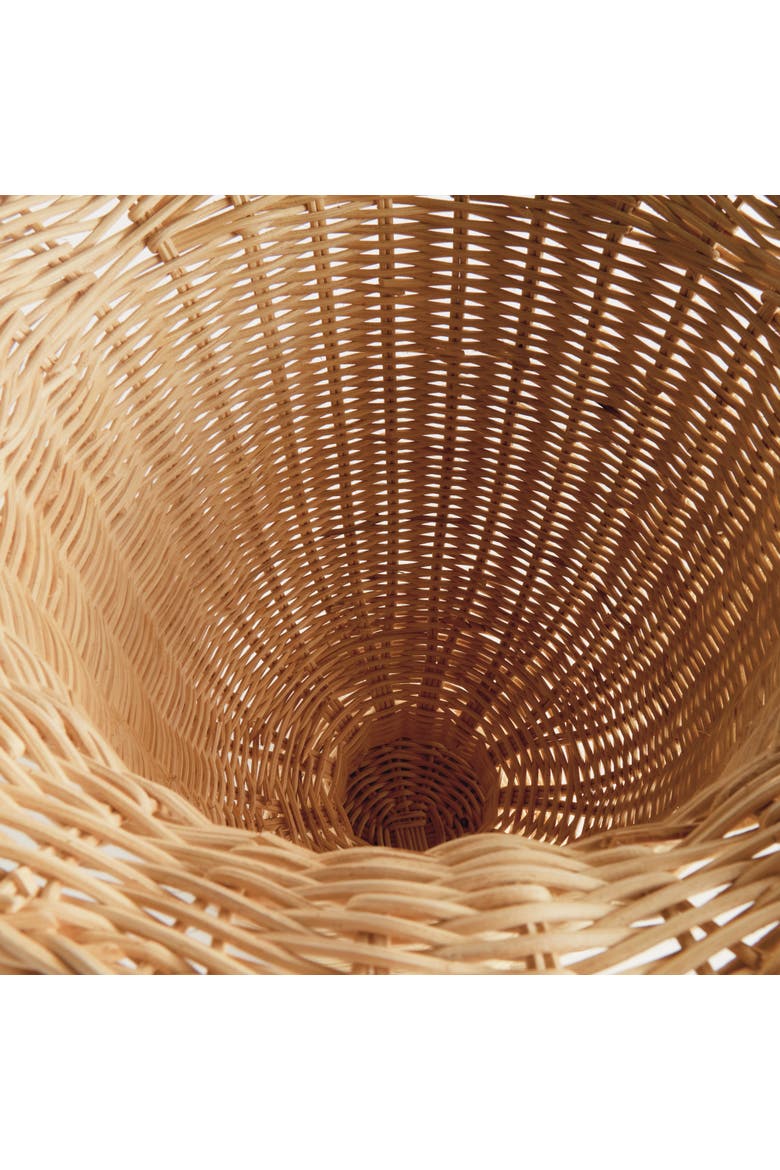 Myra Rattan Scalloped Edge Footed Urn - Natural Rattan Decor, Alternate, color, Brown