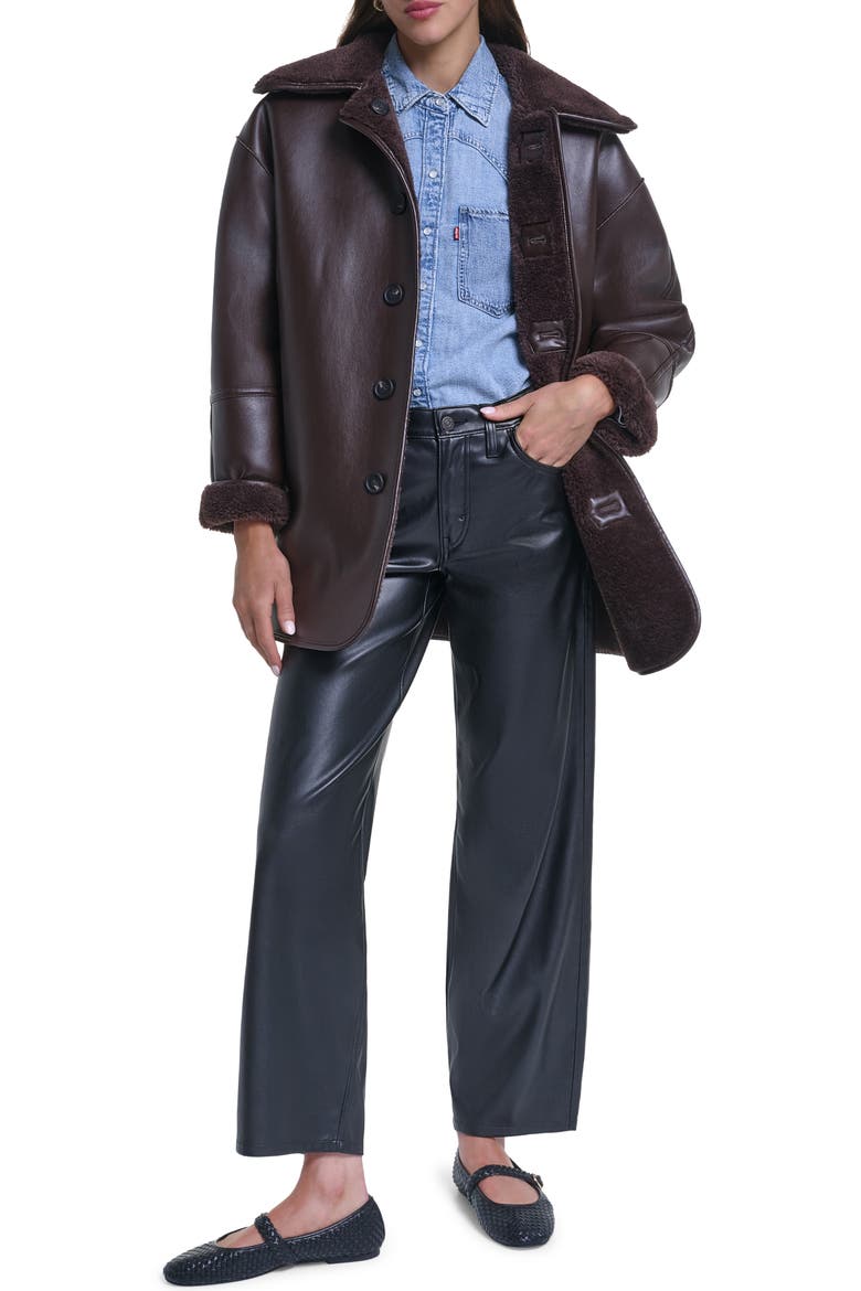 Reversible Faux Shearling Coat, Alternate, color, JAVA