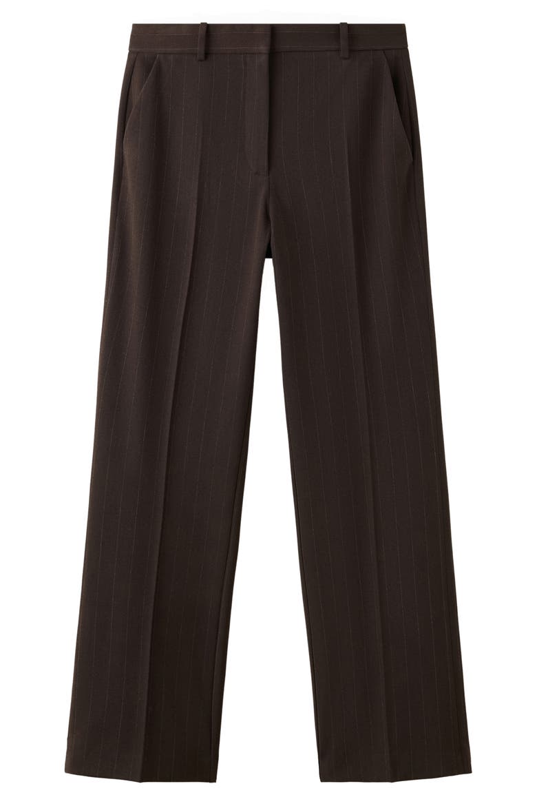 Pinstripe Straight Leg Pants, Main, color, BROWN