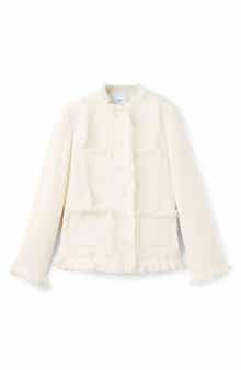 MANGO Fray Trim Tweed Jacket