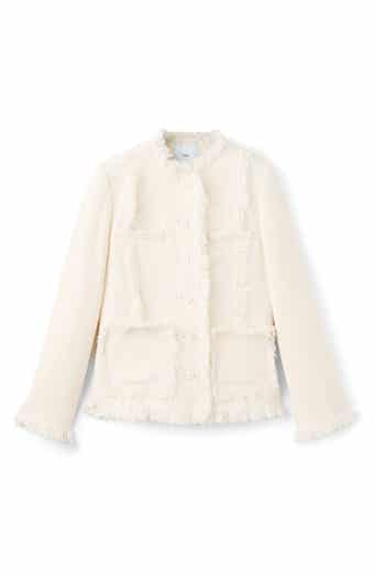 MANGO Fray Trim Tweed Jacket