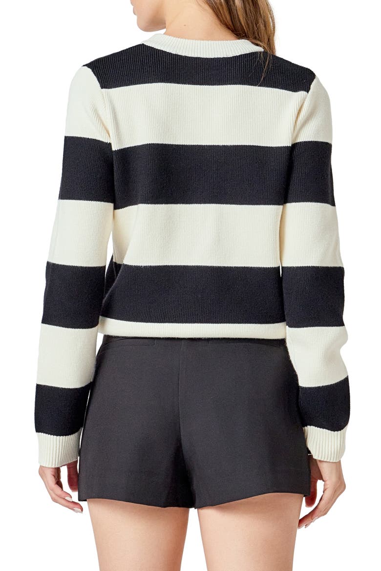 Bisous Stripe Sweater, Alternate, color, BLACK/ CREAM