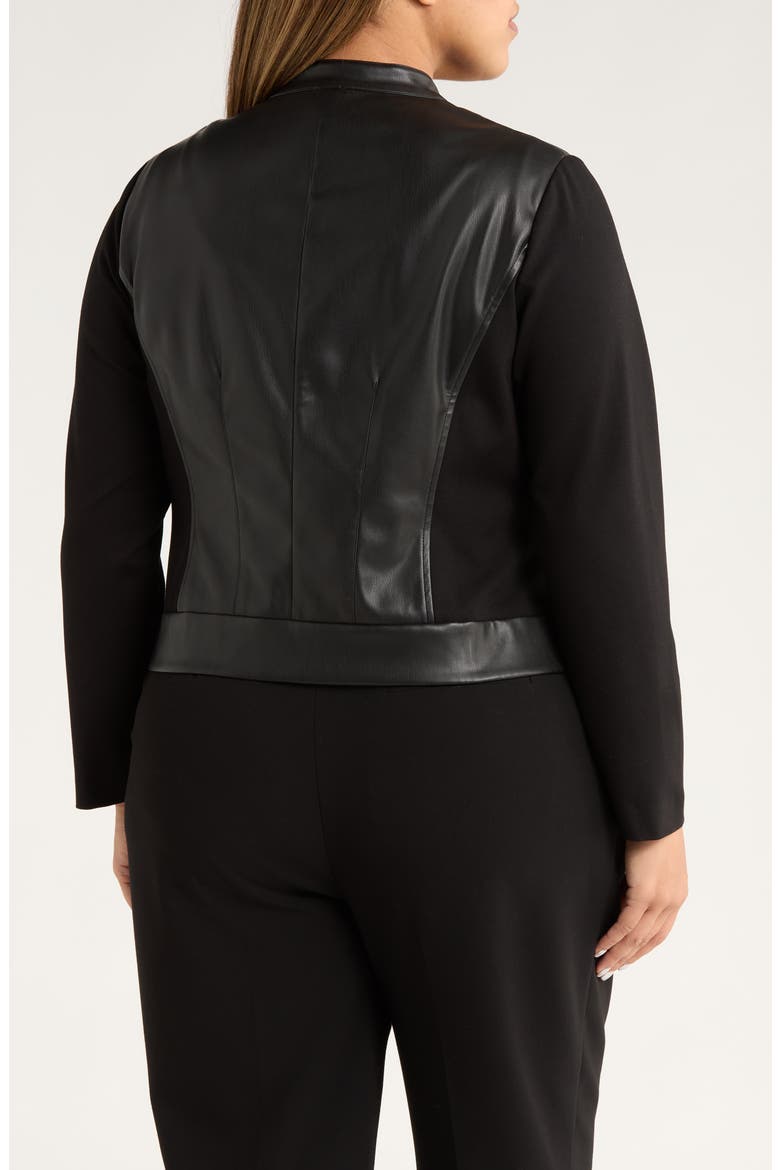 Faux Leather Mixed Media Jacket, Alternate, color, ANNE BLACK