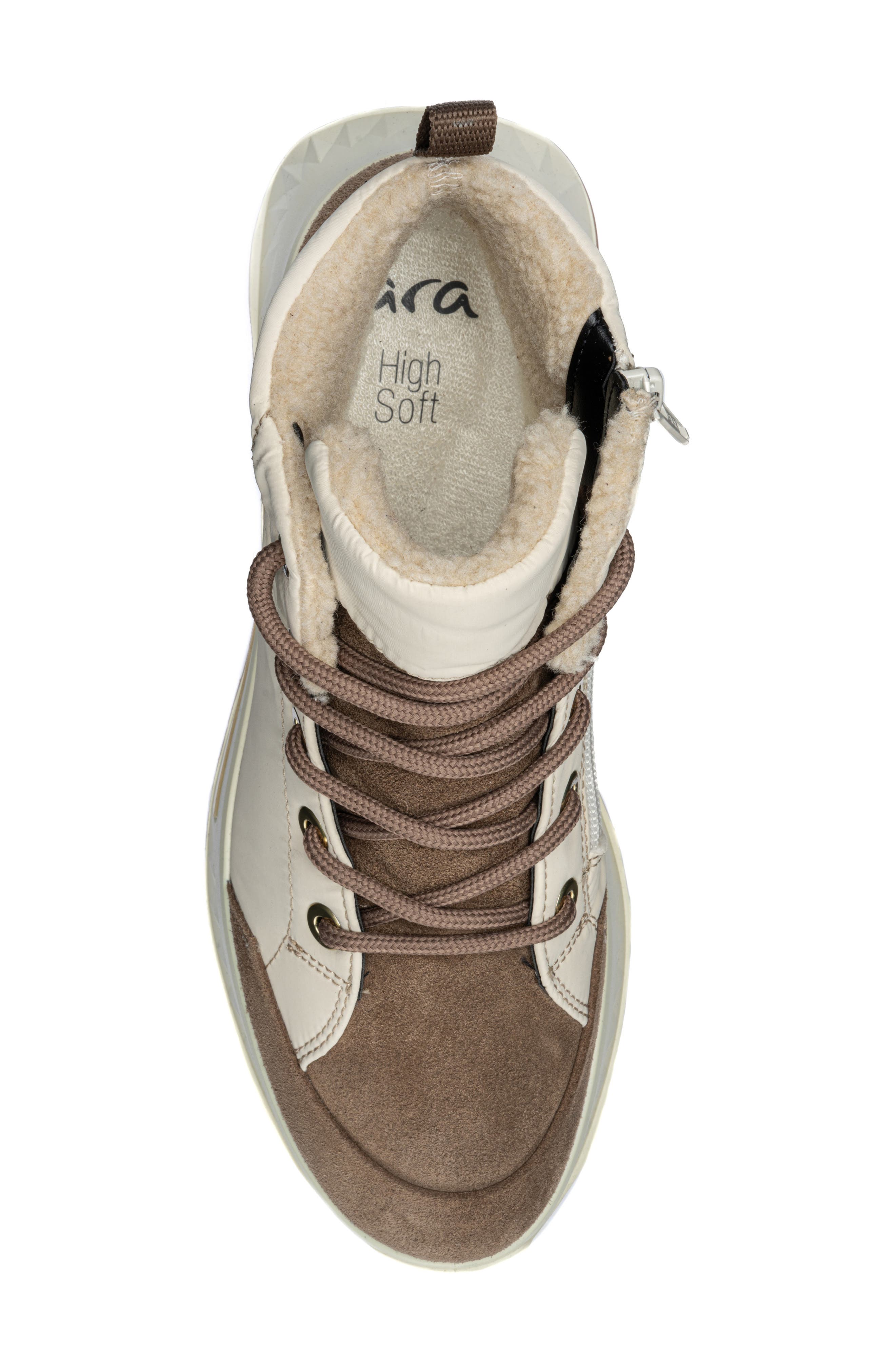 Shale Faux Shearling Lined High Top Sneaker, Alternate, color, SESAME